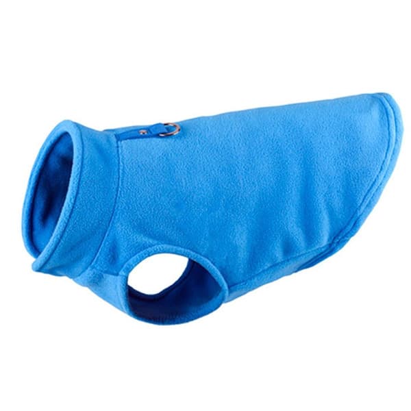 Varm fleece hundegenser med O-ring-bånd - vinterblå