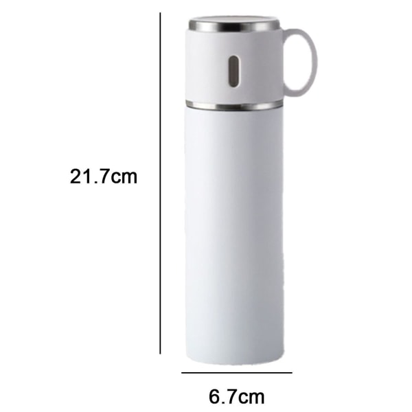 Rustfritt stål termisk vakuum isolert flaske med kopp for kaffe, varm drikke, hvit KLB