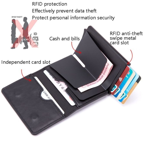 Automaattinen korttipidike miehille naisille ruostumattomasta teräksestä valmistettu luottokorttipidike RFID Vi
