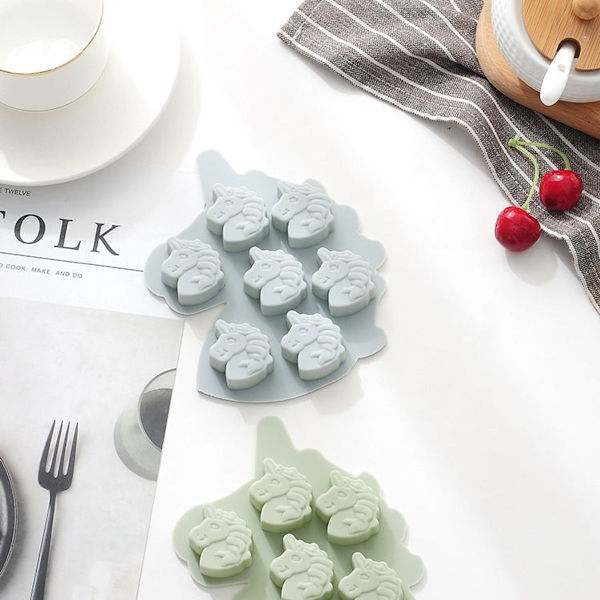 4 stk. Enhjørning Pony Chokolade Candy Kage Bageform Silikoneform Farver w