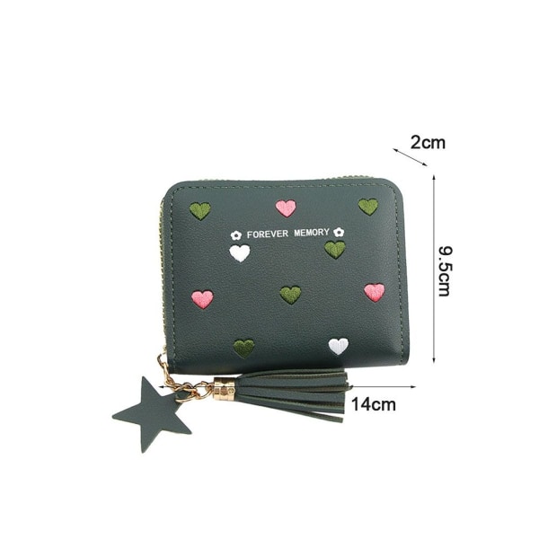 Kort multifunksjonell sammenleggbar lommebok for kvinner, grønn