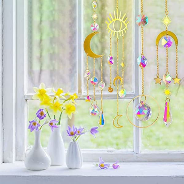Kristallhängande solfångare med kedja för hemfönster
