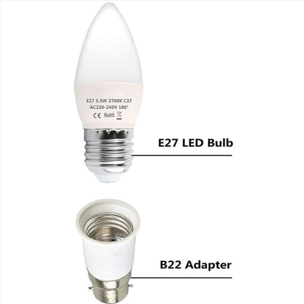 B22 til E27 fatning, LED-adapter, 200 W, varmebestandig, 10 stk.