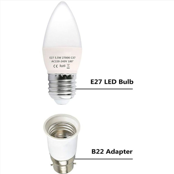 B22 till E27 sockeladapter, LED-adapter, 200 W, värmebeständig, 10 stycken