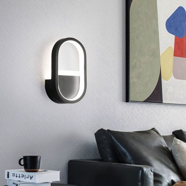 LED mini vägglampa dimbar inomhusbelysning aluminium svart KLB