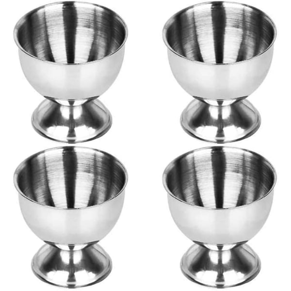 Eggkoppsett i rustfritt stål, 4 stk, for restaurant, hjem, kjøkken, bursdag, bryllup, jul, nyttår, fest, borddekorasjon, sølv