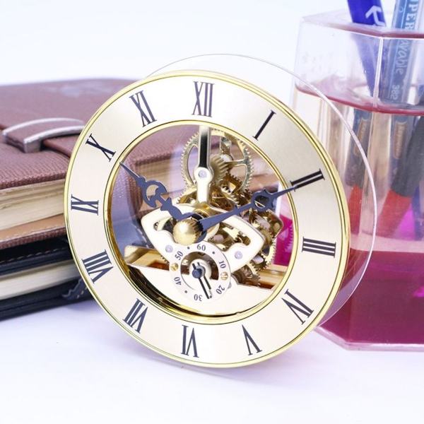 Klar metallklocka växel väggklocka DIY klocktillbehör 97mm guld klar