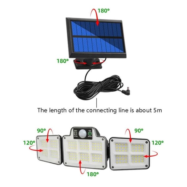 134 LED solceller split typ trädgårdsbelysning utomhus vattentät korridor trädgård Humanlic