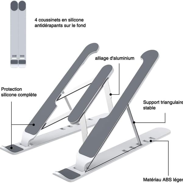 Bærbar computer stand, justerbar bærbar computer stand, bærbar bærbar computer stand, hvid KLB
