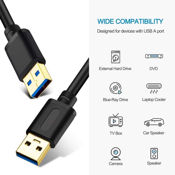 USB 3.0 A-A -kaapeli, 3 jalkaa, USB-USB-kaapeli, USB-uros 6 jalkaan
