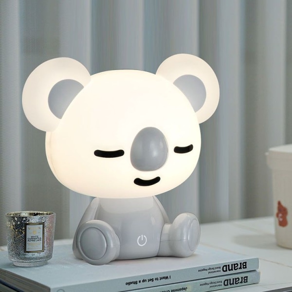 Børns søde tegneseriebjørnedyr Nordisk LED energibesparende bordlampe natlampe ammelampe grå
