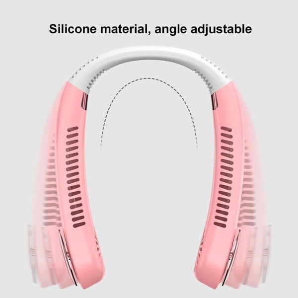 Justerbar bærbar USB-halsventilator (pink)