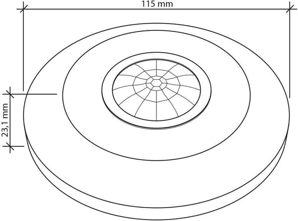 Vit 360° sensor taklampa, takmontering, infraröd rörelsesensor, lämplig för LED, max. räckvidd 6m/360°, max.2000/1000W, IP20
