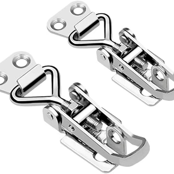 Rustfritt stål vippehasp, 2 stk metall vippehasp, spaklås, ingen rust, sterk B
