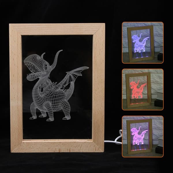 LED 3D nattlys skrivebordslampe akrylpanel mønsterlys KLB