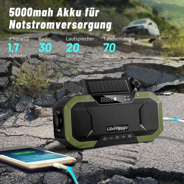 Nödradio Stänkskyddad Bluetooth-högtalare Bärbar