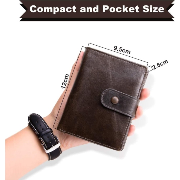 Miesten lompakko ruskea aitoa nahkaa, minimalistinen miesten kolikkokukkaro Pieni RFID-estoinen kolminkertainen lompakkokorttipidike vetoketjullisella kolikkotaskulla