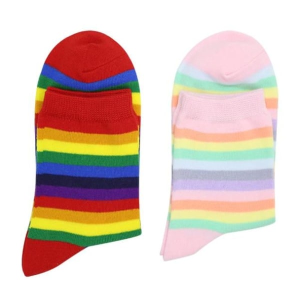 Sportssokker godteri farget regnbue sokker søte, dame bomull rosa KLB