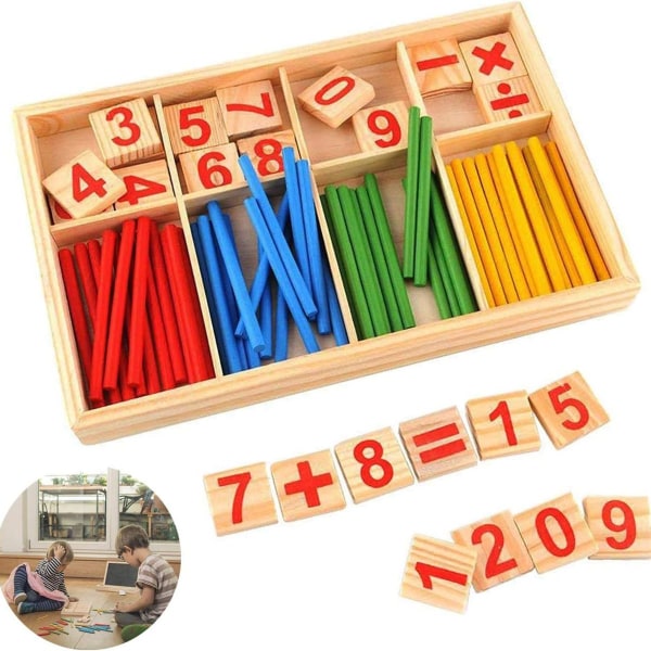 Reastar Montessori Matematik Legetøj Farverige Regnestokke Trætal KLB