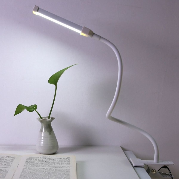 Moderne hvid USB LED bord natlampe med clips KLB