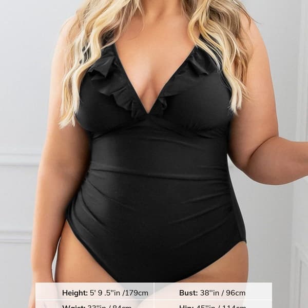 Ruffle V-hals monokini badedrakt for kvinner