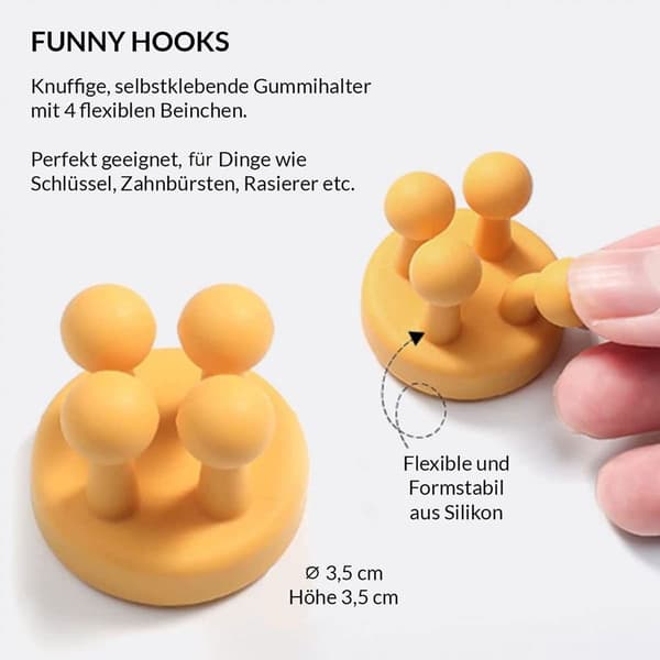 Klistremerker FUNNY HOOKS [4xPink + 2xFaust], barberhøvelholder dusj, KLB