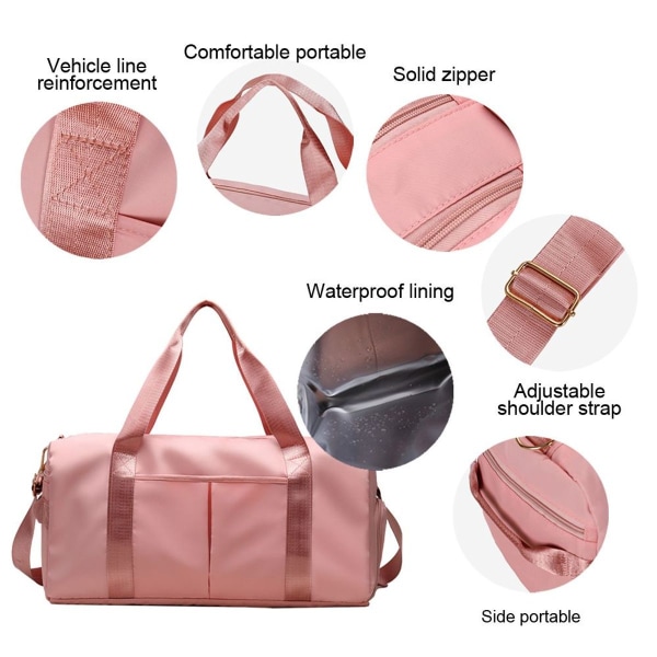 Travel Duffel Bag Sports Gym Bag Shoulder Weekender Overnight Pink