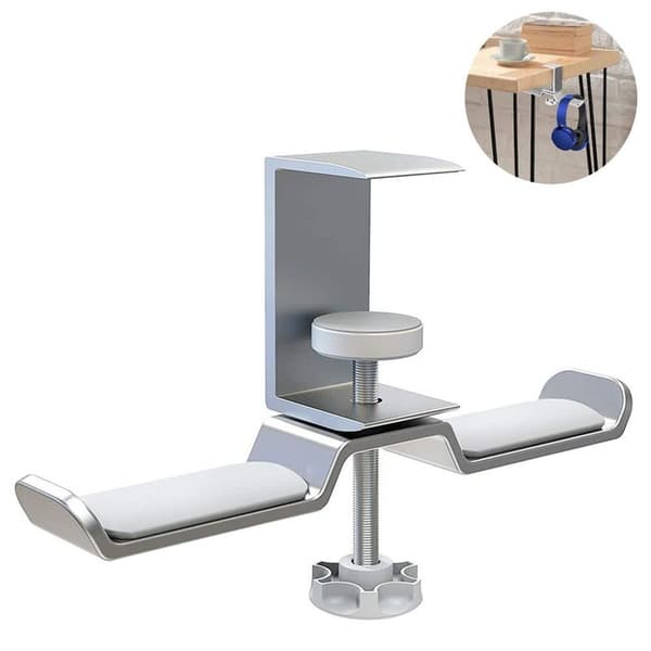 Hörlursstativ, dubbla hörlursstativ rotation 360 grader silver