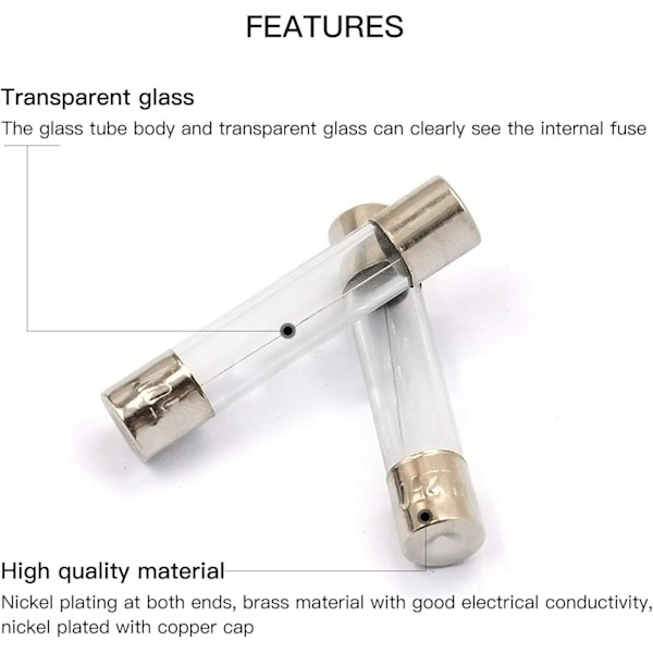 100 stk. Fine Fuse Glassikring Glasrørsikringer Assorteret Sæt