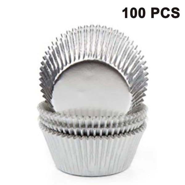 100 stk. sæt Muffinforme Papir Cupcakeforme Mini Sølv KLB
