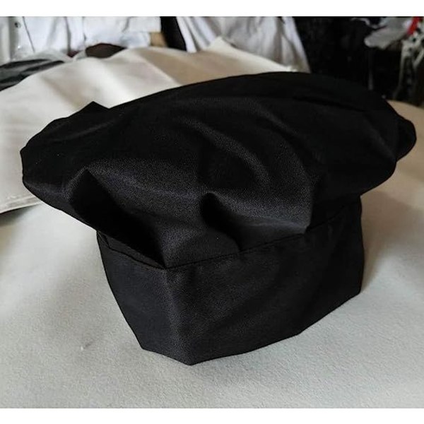 Sort unisex kokkehat med elastisk bånd Køkkenhatte Bagerkasketter Komfortabel Holdbar Blød køkkenkasket til mænd Kvinder