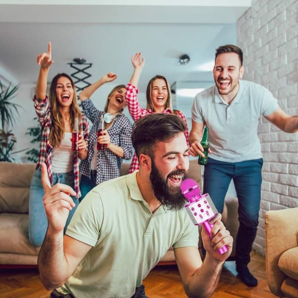 Bluetooth karaoke-mikrofon, multifunksjonell trådløs karaoke håndholdt enhet KLB