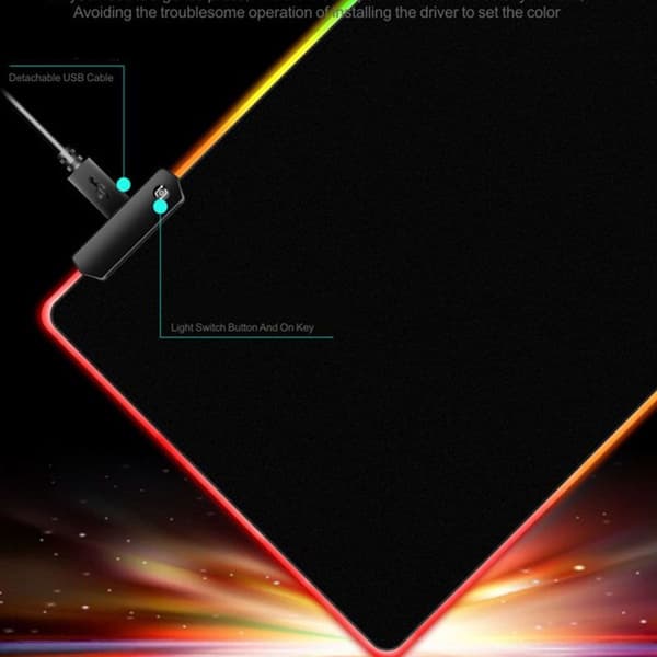 RGB Gaming Musematte, XXL, 800*300mm, Myk LED Musematte