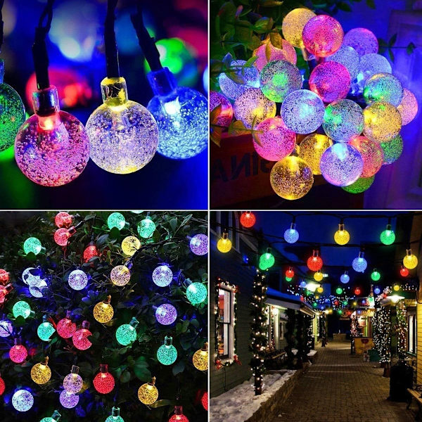 Solcelledrevne julelys, 30 LED-kulelys med 2 lysmoduser, utendørs KLB