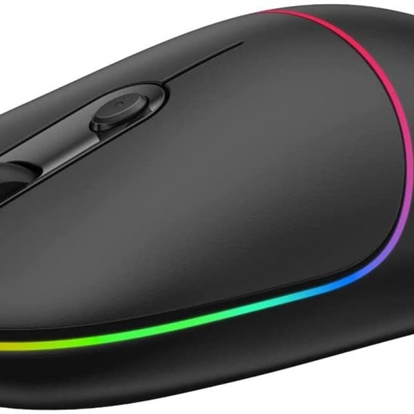 LED trådløs mus, oppladbar lydløs RGB-belysningsdatamaskin