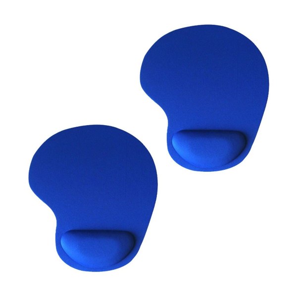 Pakkauksessa 2 ergonomista hiirimattoa mukavalla sinisellä rannetuella