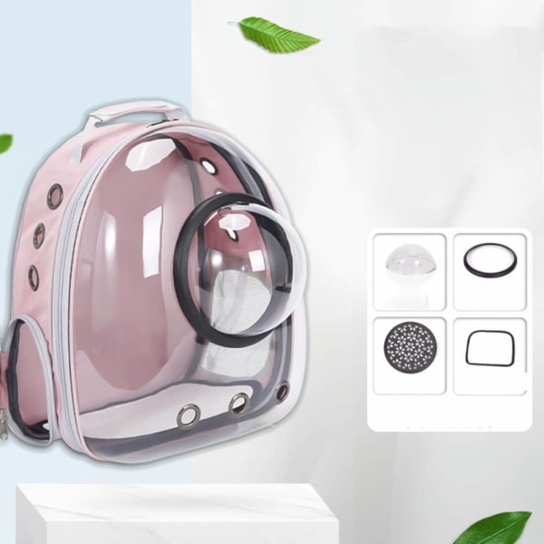 (Pink farve)Pet Space Capsule-rygsæk, Lille mellemstor kat-hvalpe-hundebærer, Transparent åndbar varmebestandig, kæledyrsbærer til rejsevandring, camping
