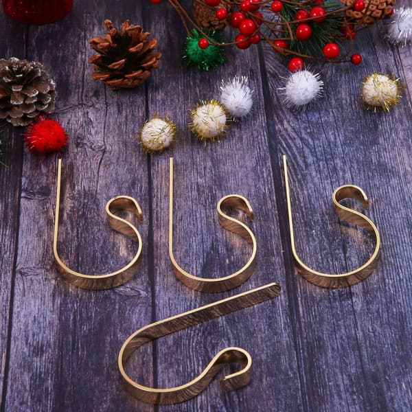 4 st julstrumpehållare i metall guld KLB
