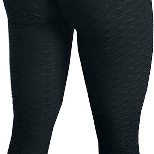 Berømte leggings, kvinners rumpe løftende yogabukser høye 01 svart KLB