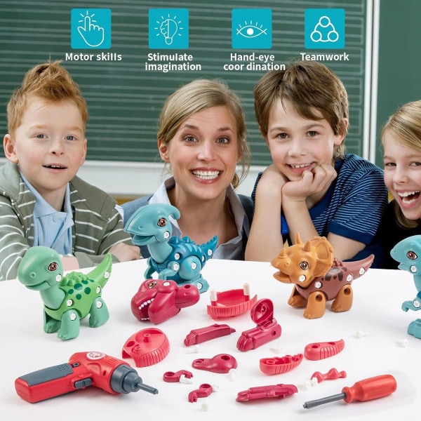 Adskil dinosaurlegetøj til børn, legesæt, STEM Learning Construction KLB