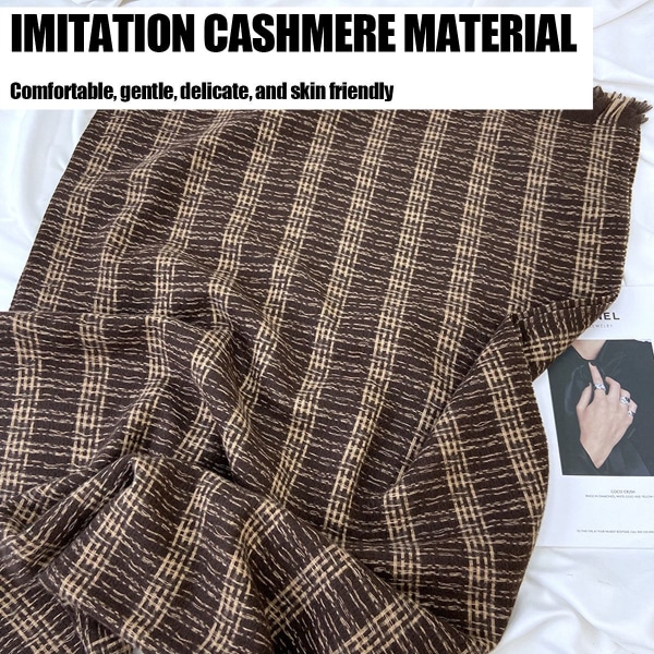 Skjerf for kvinner, rutete pleddskjerf, trendy rutete skjerf, oversized omslag, kaffe KLB