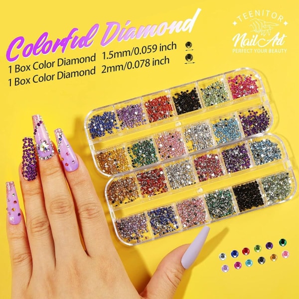 Neglekunst Rhinestones 3D Neglekunst Dekorasjon - Farget Negl KLB