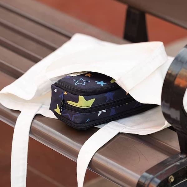 Pencil Case Stor Kapacitet 3 Rum Linned Pencil Case Style 1 KLB