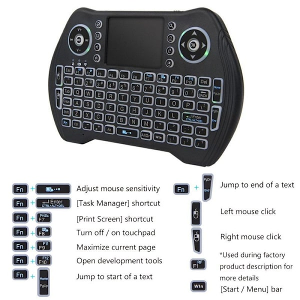 Mini trådlöst tangentbord, 2,4 GHz trådlös minitangentbordsstyrenhet med