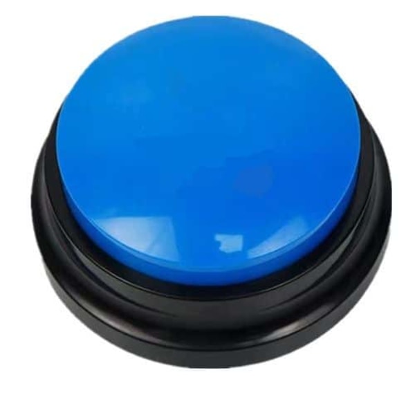 Én blå hund skrivbar taleknap Diameter 88X Højde 42 mm Bærbar svarklokkesignalmodtager Interaktivt kæledyrslegetøj