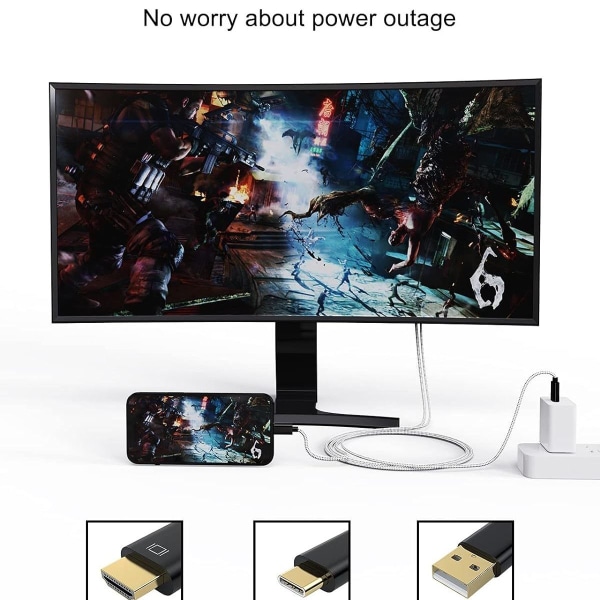 USB-C-HDMI-kaapeli USB-latauksella 1,8 m CableCreation