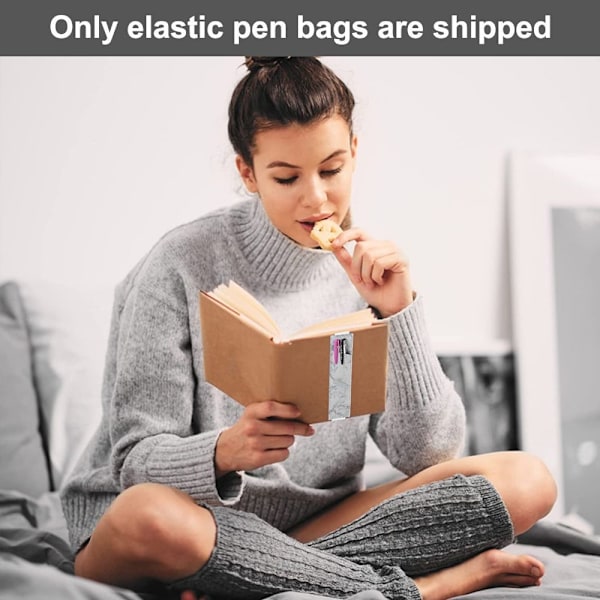 2-pack pennhållare, pennfodral i läder, elastiskt, grått