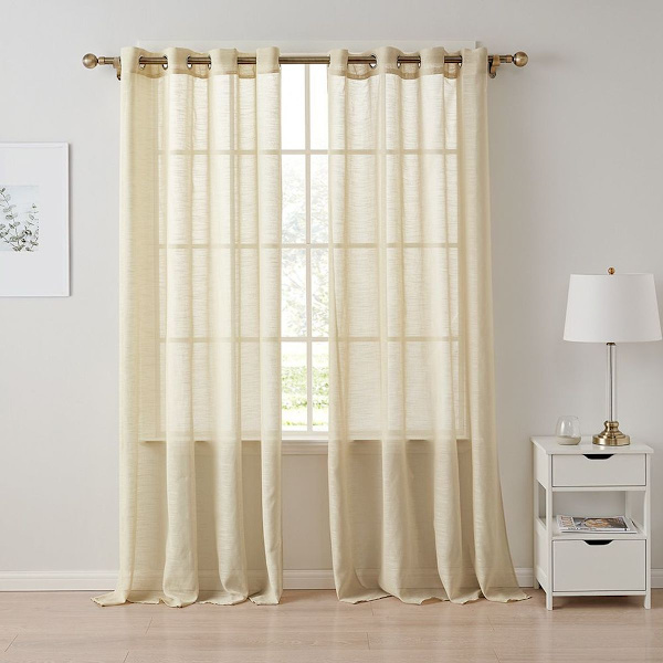 Gardiner med öljetter Voile gardiner gjorda av polyester halvtransparenta gardiner för KLB