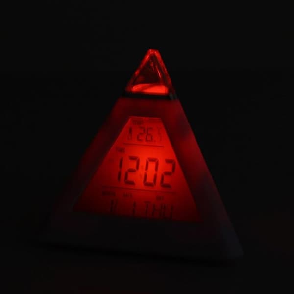 2 stk. Farveskiftende Pyramide Digital LCD Vækkeur Termometer Temperatur Dato