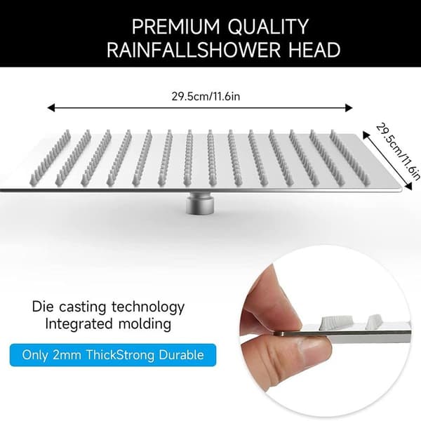 Dusjhode mot kalk, vannsparende regndusjhode med rustfritt stålmunnstykke, 12 tommer / 30 cm